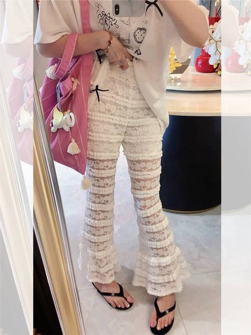 Summer Fancy Lace Tiered Long Pant